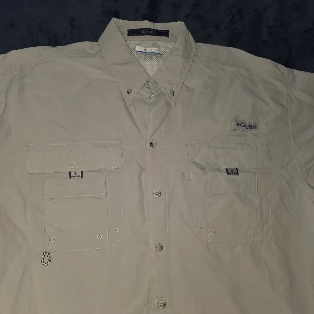 Columbia Men's‎ PFG Bahama Short Sleeve Shirt Gray Size M Medium
